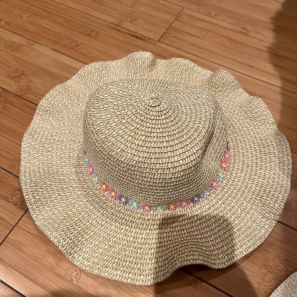 Toddler Straw Sun Hat with Colorful Trim